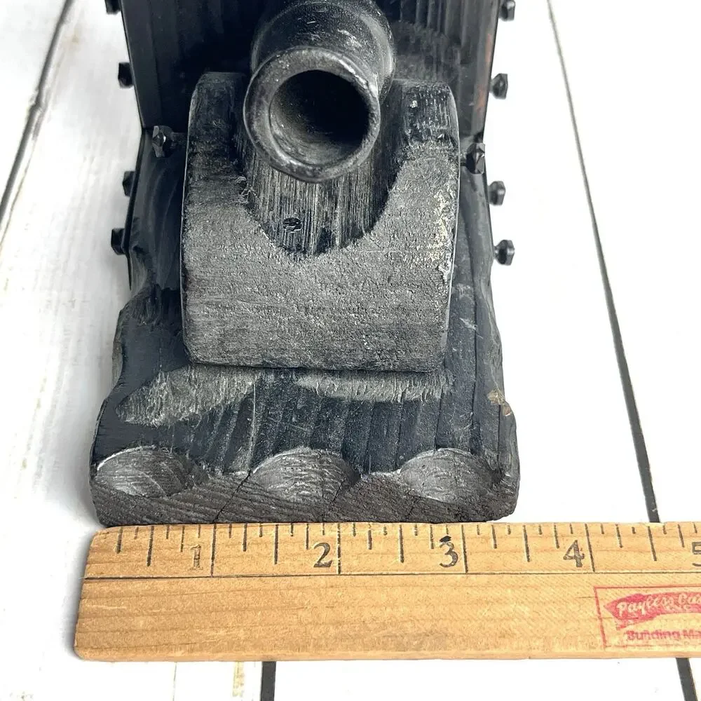 Wood & Metal Rustic Carved Cannon 1 Bookend Black Castle Spanish Nautical Pirate